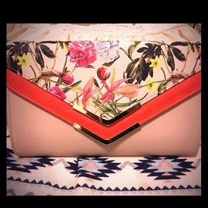 Peach-floral Aldo Clutch